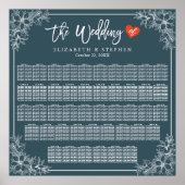 45+ Tables Blue White Floral Wedding Seating Chart Poster (Voorkant)