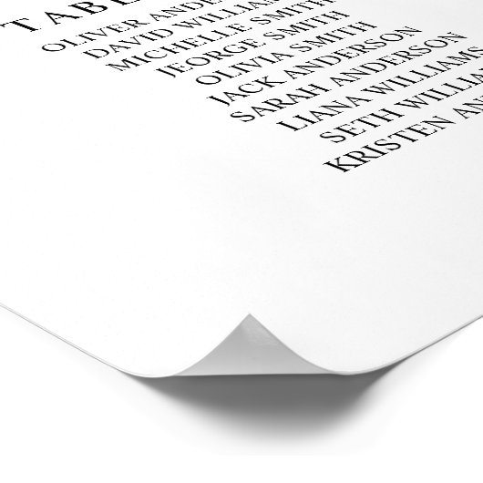 45 Tafels groot Vind uw zitplaatskaart Poster (Hoek)