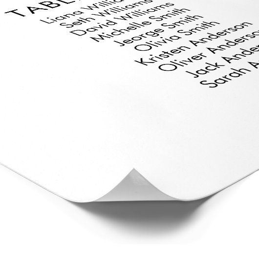 45 Tafels Groot Welkomstkaart Plan Poster (Hoek)