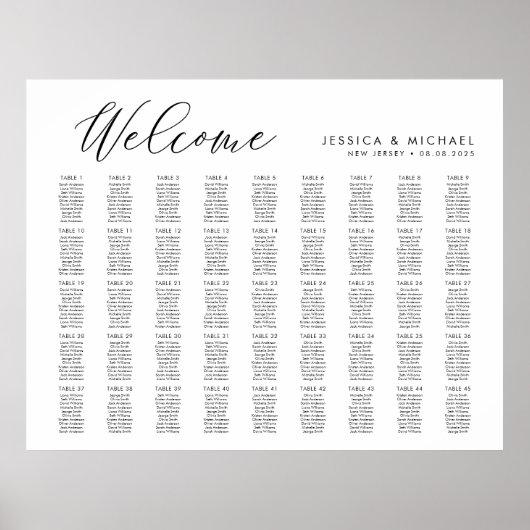 45 Tafels Groot Welkomstkaart Plan Poster (Voorkant)