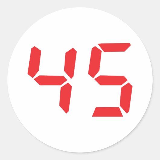 45 vijfenveertig rode wekker digitaal nummer ronde sticker (Voorkant)