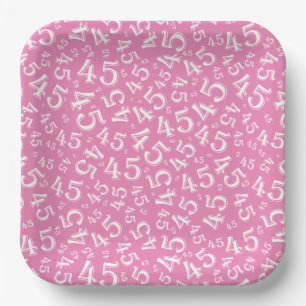 45 Willekeurig Nummer Patroon Roze/Witte Papieren  Bordje
