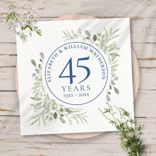 45e 65e bruiloft Jubileum Greenery Waterverf Servet