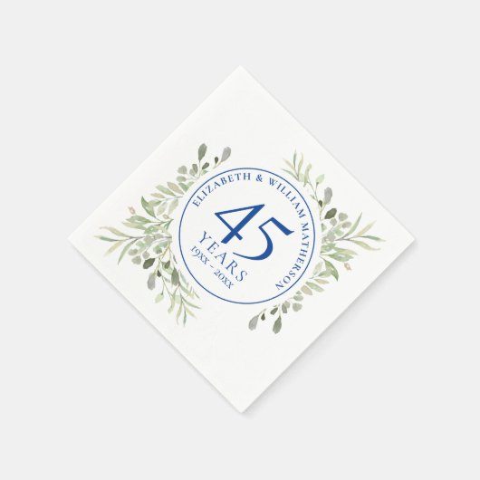 45e 65e bruiloft Jubileum Greenery Waterverf Servet (Hoek)