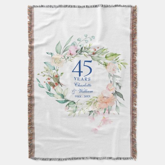 45e 65e huwelijksjubileum bloemenslingers deken (Voorkant Verticaal)