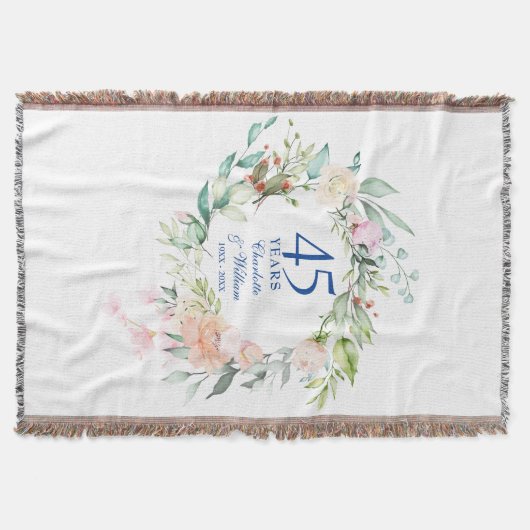 45e 65e huwelijksjubileum bloemenslingers deken (Voorkant)