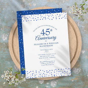 45e 65e jubileum saffierblauwe liefdesharten kaart