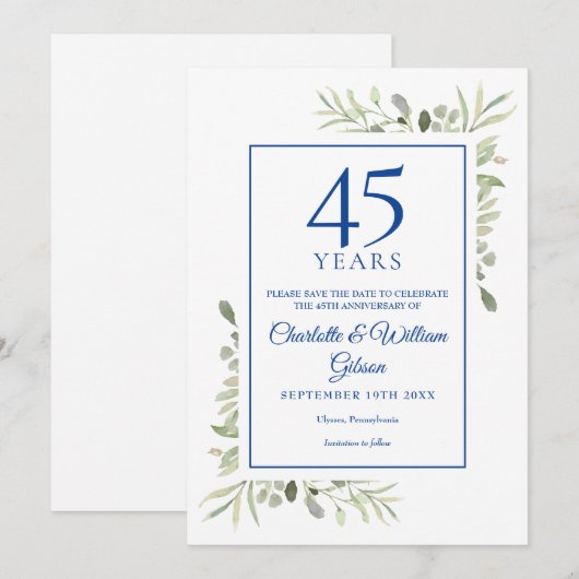 45e 65e jubileum save the date groen kaart (Voorkant / Achterkant)