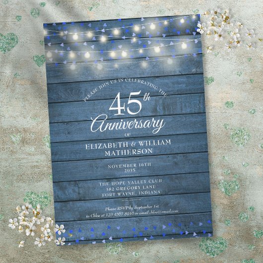 45e 65e jubileum slingerlichten houten harten kaart