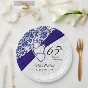 45e/65e Jubileum van het Sapphire Blue Wedding Papieren Bordje