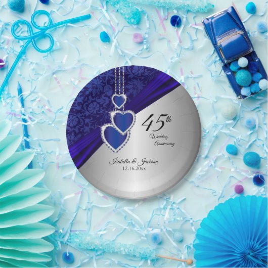 45e / 65e Jubileum van het Sapphire Wedding Papieren Bordje (Feest)