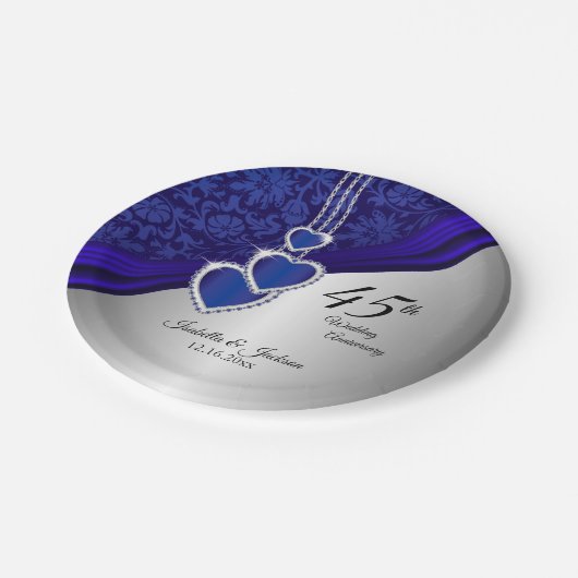 45e / 65e Jubileum van het Sapphire Wedding Papieren Bordje (Gekanteld)