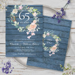 45e 65e Jubileum voor bruiloft Floral Blue Rustic Kaart<br><div class="desc">Met een fijne waterverf florale groenery garland op een blauw, bijtende houten panelen, kan deze botanische uitnodiging voor een bruiloft van 45 of 65 sapphire worden gepersonaliseerd met je speciale verjaardagsinformatie. Op de achterzijde staat een bijpassende bloemige tuin die je jubileumdatums in elegante typografie op een blauwe, rustige achtergrond van...</div>