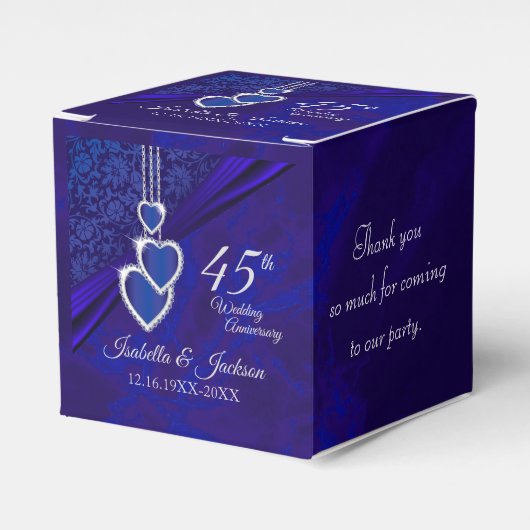 45e / 65e saffier bruiloft jubileum bedankdoosjes (Voorkant Zijde)