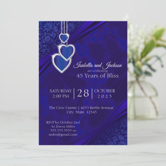 45e / 65e Saffier Bruiloftsjubileum Ontwerp Kaart (Staand voorkant)