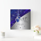 45e / 65e saffieren huwelijksjubileum-herinnerings vierkante klok (Huis)