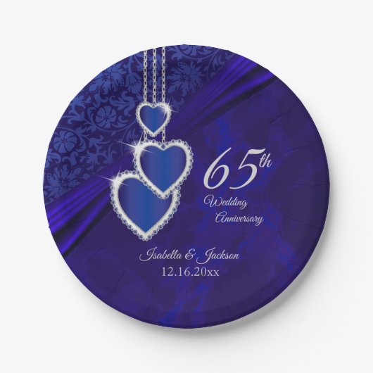 45e/65e Sapphire Wedding Jubileum Design Papieren Bordje (Voorkant)