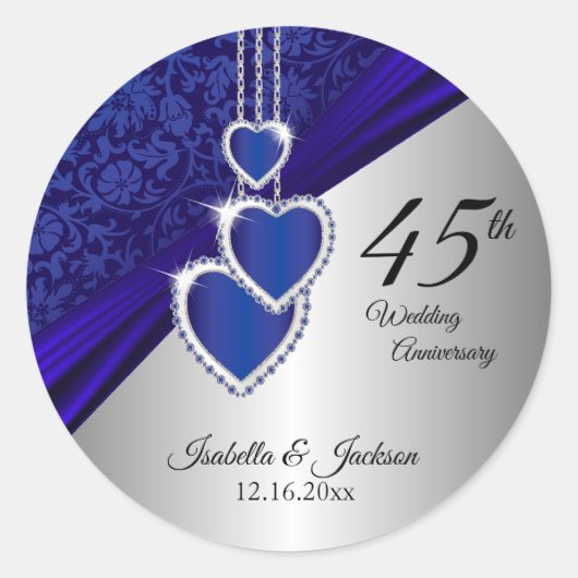 45e / 65e Sapphire Wedding Jubileum Design Ronde Sticker (Voorkant)