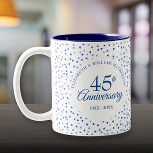 45e 65e trouwdag harten confetti tweekleurige koffiemok