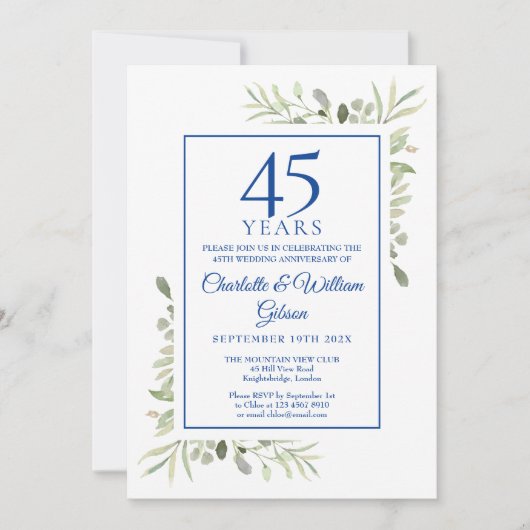 45e 65e trouwdag waterverf groen kaart (Voorkant)