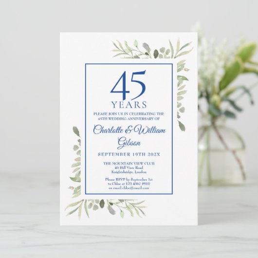 45e 65e trouwdag waterverf groen kaart (Staand voorkant)