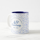 45e 65e trouwdagjubileum Harten Confetti Tweekleurige Koffiemok (Voorkant links)