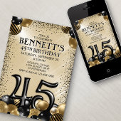 45e ballonnen zwart goud verjaardag kaart