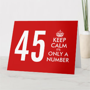 45e Big Birthday-kaart met grappig 'Keep Calm'-cit Kaart