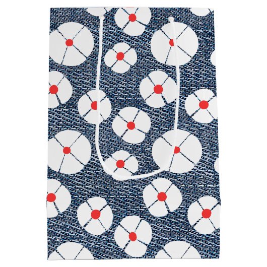 45e Birthday-ballonnen op Floral Denim Medium Cadeauzakje (Achterkant)