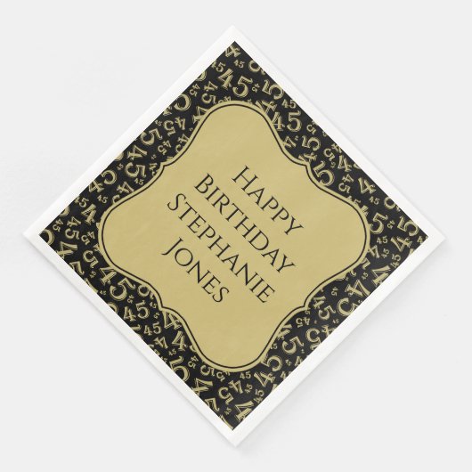 45e Birthday Black/Gold Random Pattern 45 Servet (Hoek)