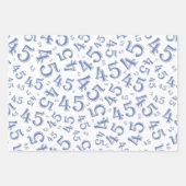 45e Birthday Blue/White Random Number Pattern 45 Inpakpapier Vel (Voorkant)