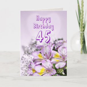 45e Birthday-kaart met alstromeria lily bloemen Kaart