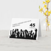 45e Birthday-kaart met vrolijke zwendelende menigt Kaart (Gele Bloem)