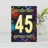 45e 'Birthday Party'-uitnodigingen vuurwerk bellen Kaart (Staand voorkant)