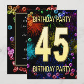45e 'Birthday Party'-uitnodigingen vuurwerk bellen Kaart (Voorkant / Achterkant)