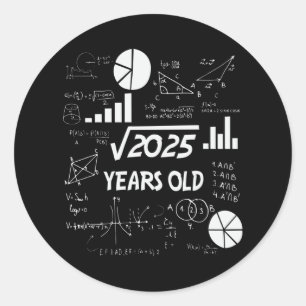 45e Birthday Square Root Wiskunde 45 jaar oude dag Ronde Sticker
