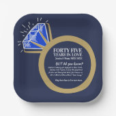 45e bruiloft feest sapphire leuke feiten papieren bordje (Voorkant)