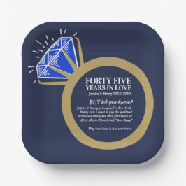 45e bruiloft feest sapphire leuke feiten papieren bordje