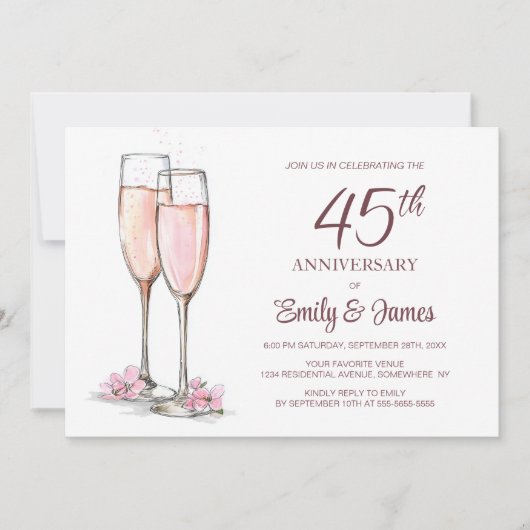 45e bruiloft Jubileum Champagne Kaart (Voorkant)