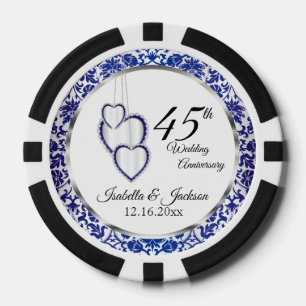 45e bruiloft Jubileum Hart Keepsake Poker Chips