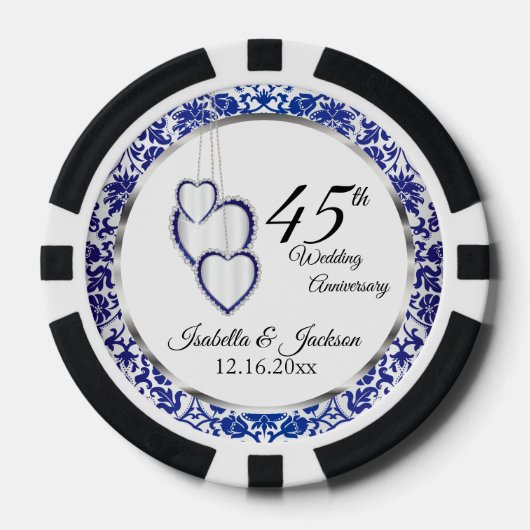 45e bruiloft Jubileum Hart Keepsake Poker Chips (Voorkant)