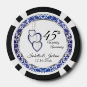 45e bruiloft Jubileum Hart Keepsake Poker Chips (Achterkant)