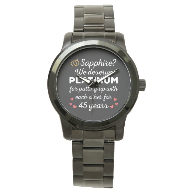 45e bruiloft Jubileum I - Sapphire Funny Couple Horloge (Voorkant)