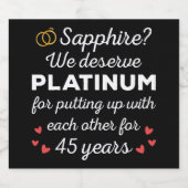 45e bruiloft Jubileum I - Sapphire Funny Couple Sparkling Wijnetiket (Enkel label)