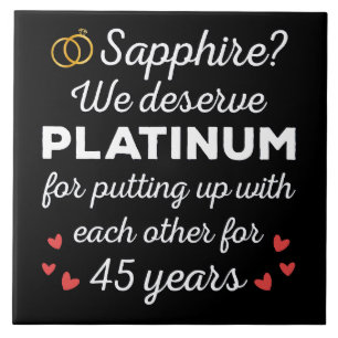 45e bruiloft Jubileum I - Sapphire Funny Couple Tegeltje