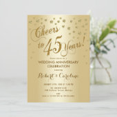45e bruiloft Jubileum in goud Kaart (Staand voorkant)