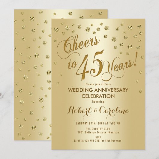 45e bruiloft Jubileum in goud Kaart (Voorkant / Achterkant)