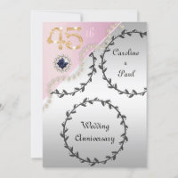 45e bruiloft Jubileum in reliëf van zilveren Roos