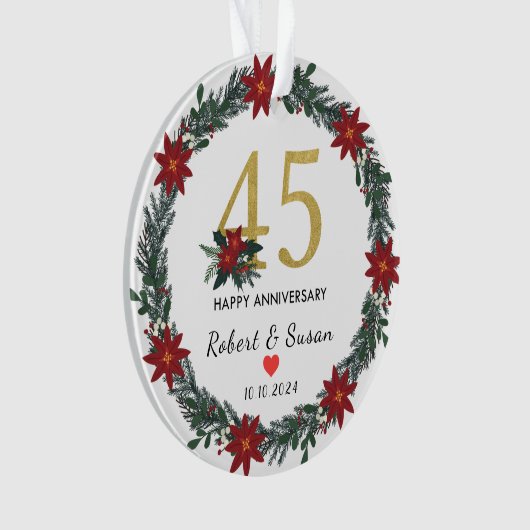 45e bruiloft Jubileum kerstcadeaus Ornament (voorkant)