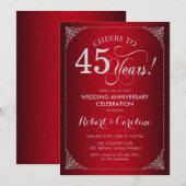 45e bruiloft Jubileum - Red Silver Damask Kaart (Voorkant / Achterkant)
